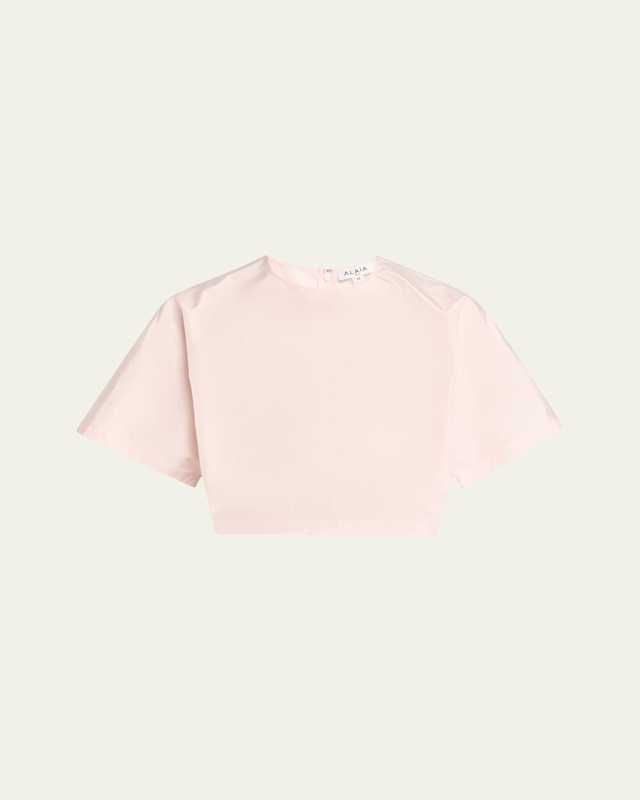 Cropped Silk Taffeta T-Shirt